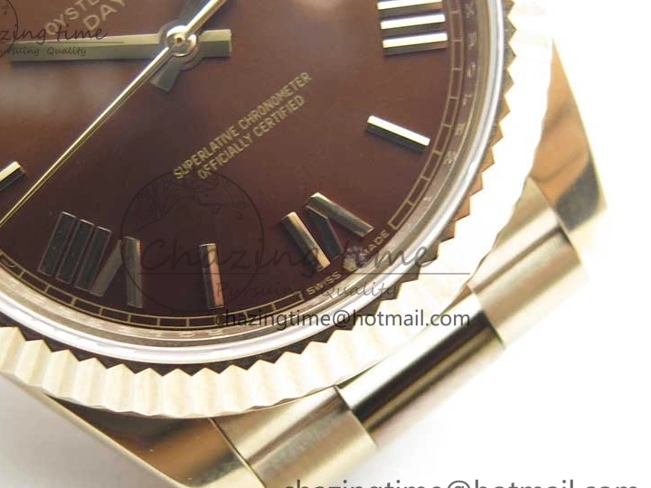 Best AAA Replica Sites A 228239 New 904 Dial on 40mm RG President QuickDry Dial BP Brown 2824 Bracelet Roman Day-Date RG Version 0110